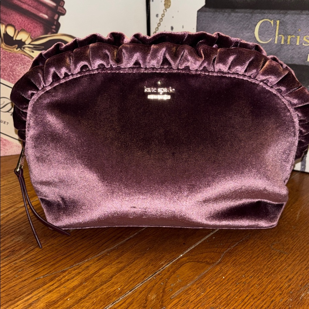 Kate Spade Briar Lane Velvet Ruffle Cosmetic Bag